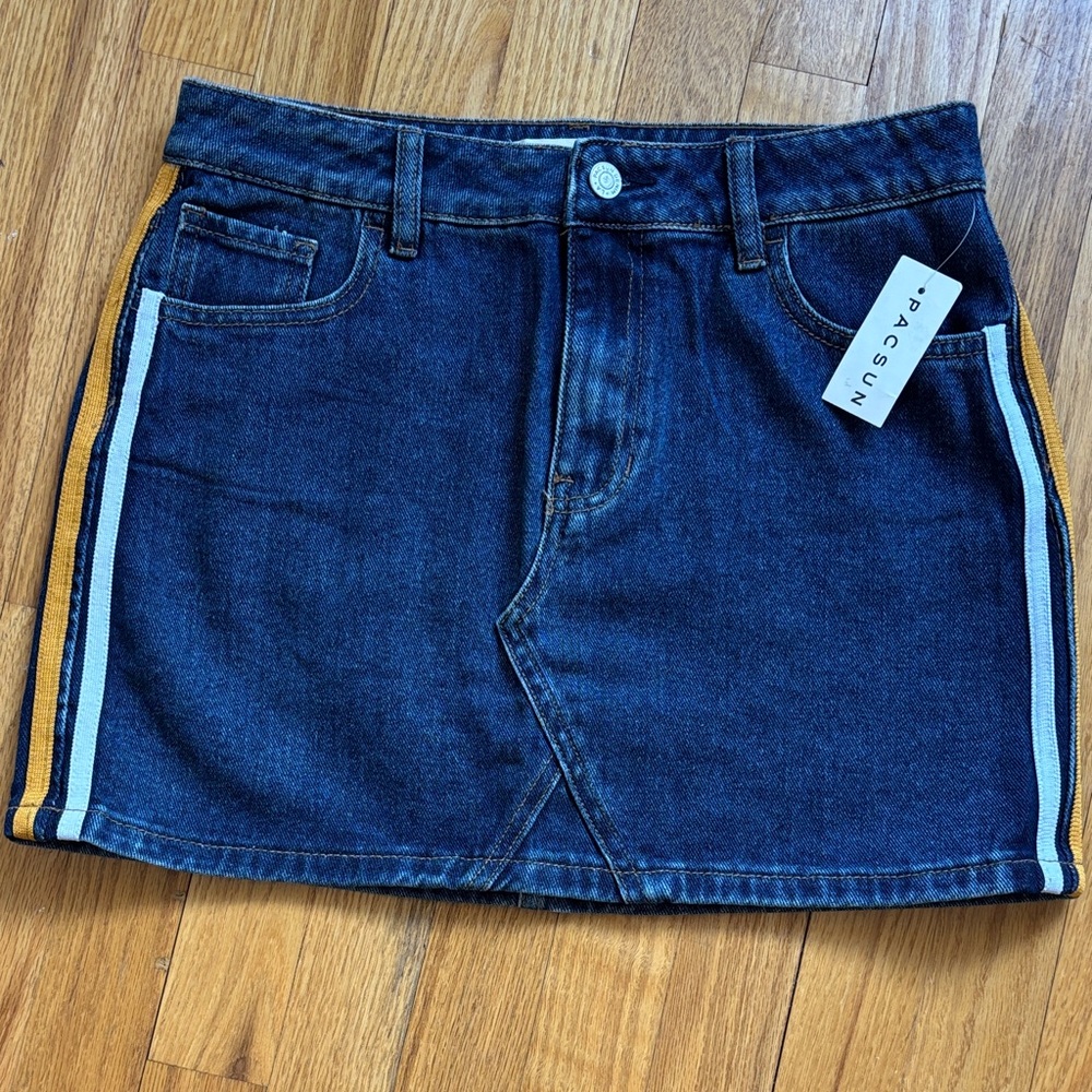 NWT PacSun Blue Denim Skirt with Side Stripes